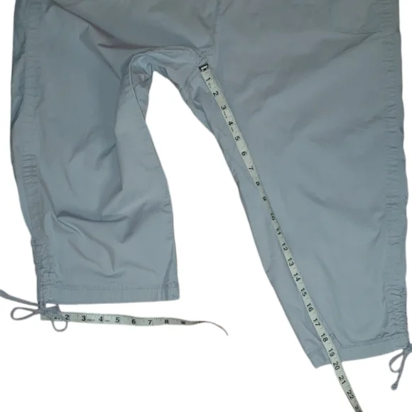 Avenue High Waist Elastic Waistband Drawstring Cinch Legs Gray Cropped Capris 16 - Picture 14 of 16